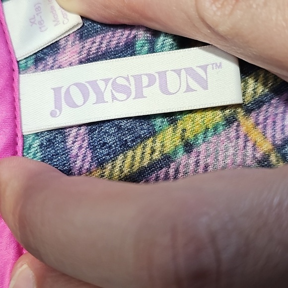 Joyspun XL green and pink plaid button down long sleeve shirt - Picture 5 of 7